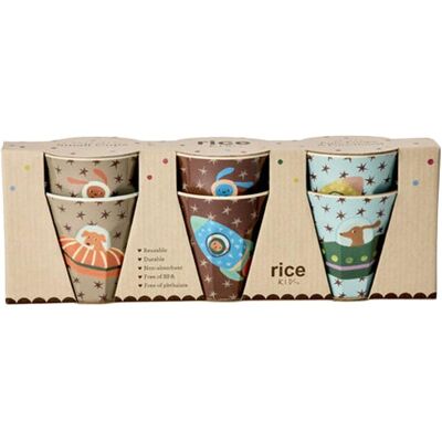 Rice, Kindergeschirr + Kinderbesteck, - Melamine Kids Cup with Dogs in Space Print - Small - 160 ml Rice, Kindergeschirr + Kinderbesteck, - Melamine Kids Cup with Dogs in Space Print - Small - 160 ml