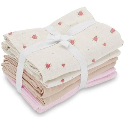 Copenhagen, Pucktuch + Nuscheli, Vanilla - Muslins 6-pack Lady Lovebug - Milk, Beige, Blue - 70 x 70 cm (70 x 70 cm) Copenhagen, Pucktuch + Nuscheli, Vanilla - Muslins 6-pack Lady Lovebug - Milk, Beige, Blue - 70 x 70 cm (70 x 70 cm)