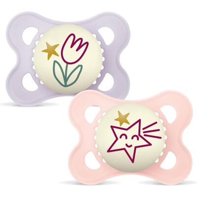 MAM, Nuggi, - Original Night Silk 2p Box V - Pink - 0-6m (2x, 0 - 6 Monate) MAM, Nuggi, - Original Night Silk 2p Box V - Pink - 0-6m (2x, 0 - 6 Monate)
