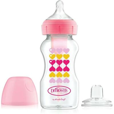 Dr Browns, Babyflasche, Dr. Brown's Options + Anti-colic Bottle To Sippy Starter Kit Bh 270ml Pink (270 ml) Dr Browns, Babyflasche, Dr. Brown's Options + Anti-colic Bottle To Sippy Starter Kit Bh 270ml Pink (270 ml)