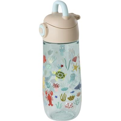 Rice, Kindergeschirr + Kinderbesteck, - Plastic Kids Drinking Bottle with Blue Ocean Print - Blue - 550 ml Rice, Kindergeschirr + Kinderbesteck, - Plastic Kids Drinking Bottle with Blue Ocean Print - Blue - 550 ml
