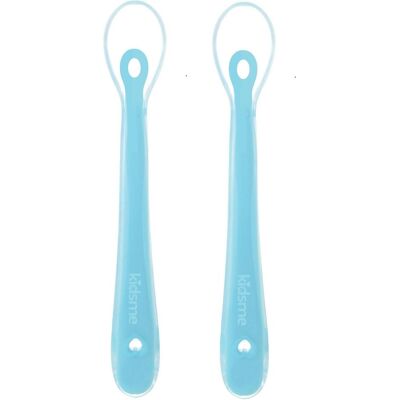 Kidsme, Kindergeschirr + Kinderbesteck, Silicone spoon - Aquamarine 2-pack (KIDS140308AQ) Kidsme, Kindergeschirr + Kinderbesteck, Silicone spoon - Aquamarine 2-pack (KIDS140308AQ)