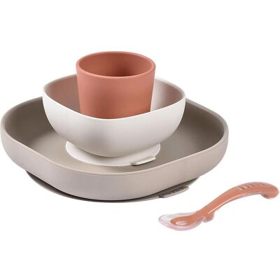 Beaba, Kindergeschirr + Kinderbesteck, Silikon Geschirr-Set 4-tlg terrakotta Beaba, Kindergeschirr + Kinderbesteck, Silikon Geschirr-Set 4-tlg terrakotta