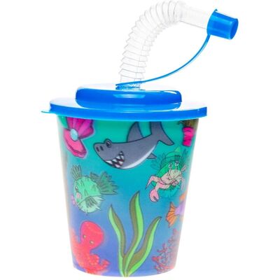 Imports, Kindergeschirr + Kinderbesteck, Becher mit Deckel und Strohhalm Unterwasserwelt, 12tlg. Imports, Kindergeschirr + Kinderbesteck, Becher mit Deckel und Strohhalm Unterwasserwelt, 12tlg.