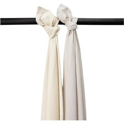 Meyco, Pucktuch + Nuscheli, Baby Uni swaddle - 2er pack - pre-washed musselin - soft sand/greige - 120x120cm (120 cm, 120 cm) Meyco, Pucktuch + Nuscheli, Baby Uni swaddle - 2er pack - pre-washed musselin - soft sand/greige - 120x120cm (120 cm, 120 cm)