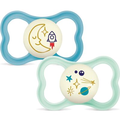 MAM, Nuggi, - Air Night Silk 2p Box V - Blue - 16-36m (2x, 16 - 36 Monate) MAM, Nuggi, - Air Night Silk 2p Box V - Blue - 16-36m (2x, 16 - 36 Monate)