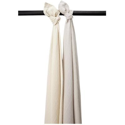 Meyco, Pucktuch + Nuscheli, Baby Uni swaddle - 2er pack - pre-washed musselin - soft sand/greige - 120x120cm (120 x 120 cm) Meyco, Pucktuch + Nuscheli, Baby Uni swaddle - 2er pack - pre-washed musselin - soft sand/greige - 120x120cm (120 x 120 cm)