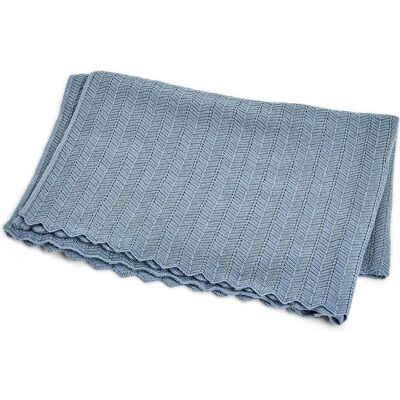 Smallstuff, Babydecke, - Baby blanket, fishbone, merino wool - Blue - 80x100 cm (70007-84) (80 x 100 cm) Smallstuff, Babydecke, - Baby blanket, fishbone, merino wool - Blue - 80x100 cm (70007-84) (80 x 100 cm)