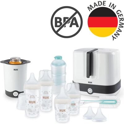 NUK, Sterilisator, Komplettes Fütterungsset mit Sterilisator, Flaschenwärmer, Bürste und Milchpulverdose NUK, Sterilisator, Komplettes Fütterungsset mit Sterilisator, Flaschenwärmer, Bürste und Milchpulverdose