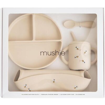 Mushie, Kindergeschirr + Kinderbesteck, Set per Alimentazione del Bambino Mushie, Kindergeschirr + Kinderbesteck, Set per Alimentazione del Bambino