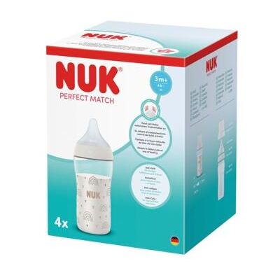 NUK, Babyflasche, Perfect Match PP-Flasche 260 ml 4er Set (Regenbogen) (260 ml) NUK, Babyflasche, Perfect Match PP-Flasche 260 ml 4er Set (Regenbogen) (260 ml)