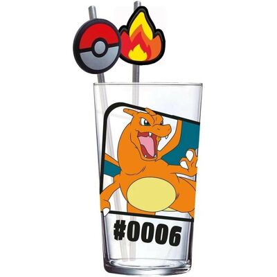Stor, Kindergeschirr + Kinderbesteck, Pokémon Glas Tumbler mit Trinkhalmen Glurak 480 ml Stor, Kindergeschirr + Kinderbesteck, Pokémon Glas Tumbler mit Trinkhalmen Glurak 480 ml