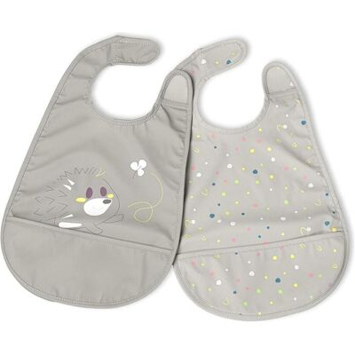 Chicco Lätzchen, Lätzchen aus Baumwolle, 2 Stk. GREY - 6m+ (6 Monate) Chicco Lätzchen, Lätzchen aus Baumwolle, 2 Stk. GREY - 6m+ (6 Monate)