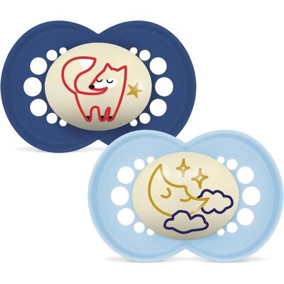 MAM, Nuggi, - Original Night Silk Pacifiers - Blue - 16-36m (2x, 16 - 36 Monate) MAM, Nuggi, - Original Night Silk Pacifiers - Blue - 16-36m (2x, 16 - 36 Monate)