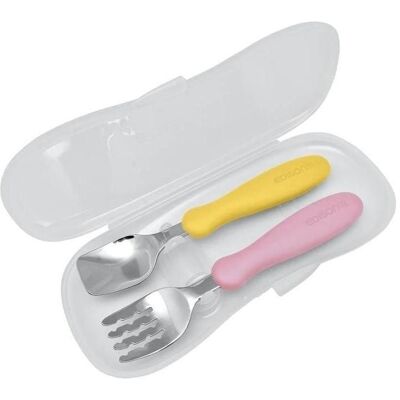 Gerlach, Kindergeschirr + Kinderbesteck, Besteck mit Mango-/Pfirsich-Etui Gerlach, Kindergeschirr + Kinderbesteck, Besteck mit Mango-/Pfirsich-Etui