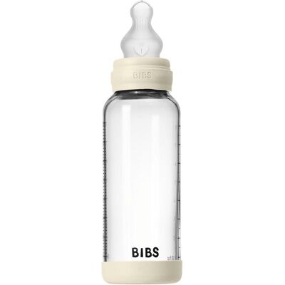 Bibs, Babyflasche, - Glass Baby Bottle Round Silicone Medium Flow - Ivory - 240 ml (240 ml) Bibs, Babyflasche, - Glass Baby Bottle Round Silicone Medium Flow - Ivory - 240 ml (240 ml)