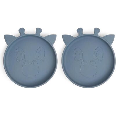 Nuuroo, Kindergeschirr + Kinderbesteck, Akila Silicone Plate 2-pack Giraffe - Bering Sea Nuuroo, Kindergeschirr + Kinderbesteck, Akila Silicone Plate 2-pack Giraffe - Bering Sea
