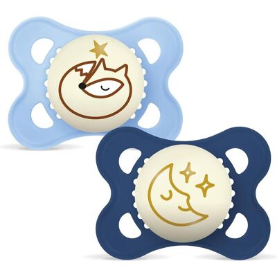 MAM, Nuggi, - Original Night Silk 2p Box V - Blue - 0-6m (2x, 0 - 6 Monate) MAM, Nuggi, - Original Night Silk 2p Box V - Blue - 0-6m (2x, 0 - 6 Monate)
