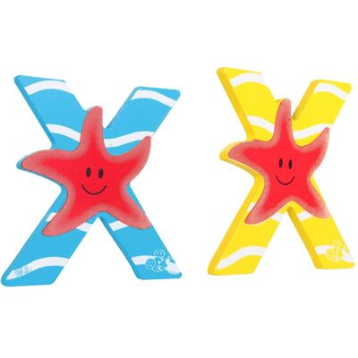 Spielmaus, Holzbuchstaben + Stoffbuchstaben, Buchstabe X Spielmaus, Holzbuchstaben + Stoffbuchstaben, Buchstabe X