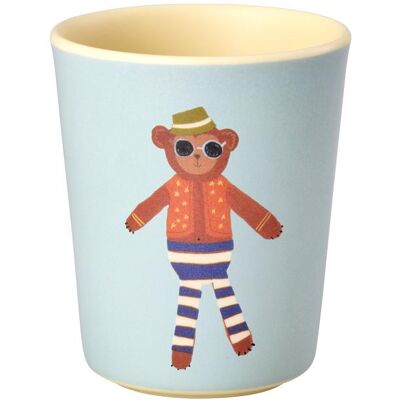 Rice, Kindergeschirr + Kinderbesteck, - Melamine Kids Cup with Monkey Print - Matte Blue - 150 ml Rice, Kindergeschirr + Kinderbesteck, - Melamine Kids Cup with Monkey Print - Matte Blue - 150 ml