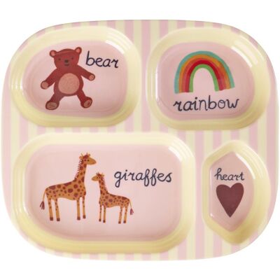 Rice, Kindergeschirr + Kinderbesteck, - Melamine Kids 4 Room Plate - Pink ABC Print - Pink Rice, Kindergeschirr + Kinderbesteck, - Melamine Kids 4 Room Plate - Pink ABC Print - Pink