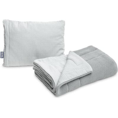 Sensillo, Babydecke, Graues Strickbett-Set Aus Musselin Sensillo, Babydecke, Graues Strickbett-Set Aus Musselin