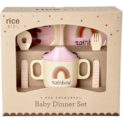 Rice, Kindergeschirr + Kinderbesteck, - Melamine Baby Dinner Set - Pink - 4 pcs Rice, Kindergeschirr + Kinderbesteck, - Melamine Baby Dinner Set - Pink - 4 pcs