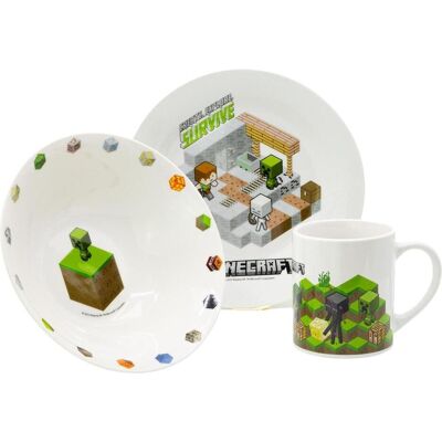 Stor, Kindergeschirr + Kinderbesteck, - 3-Piece Ceramic Gift Set - Minecraft (88145) Stor, Kindergeschirr + Kinderbesteck, - 3-Piece Ceramic Gift Set - Minecraft (88145)