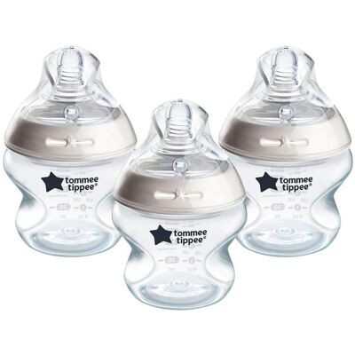 Tommee Tippee, Babyflasche, TOMMEE TIPPE feeding bottle CLOSER TO NATURE, 150 ml, 3 vnt., 422718 (150 ml) Tommee Tippee, Babyflasche, TOMMEE TIPPE feeding bottle CLOSER TO NATURE, 150 ml, 3 vnt., 422718 (150 ml)