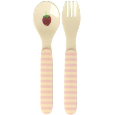 Rice, Kindergeschirr + Kinderbesteck, - Kids Melamine Spoon and Fork - Pink ABC Print - Child-Friendly Size Rice, Kindergeschirr + Kinderbesteck, - Kids Melamine Spoon and Fork - Pink ABC Print - Child-Friendly Size