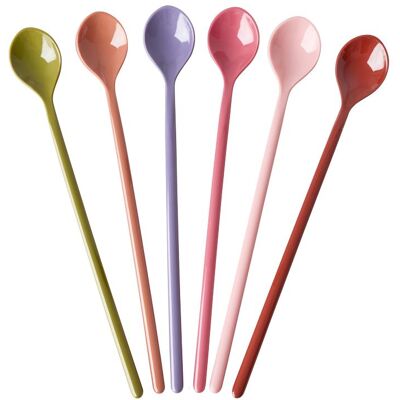 Rice, Kindergeschirr + Kinderbesteck, - Melamine Latte Spoons - Assorted Solid Colors - Set of 6 Rice, Kindergeschirr + Kinderbesteck, - Melamine Latte Spoons - Assorted Solid Colors - Set of 6