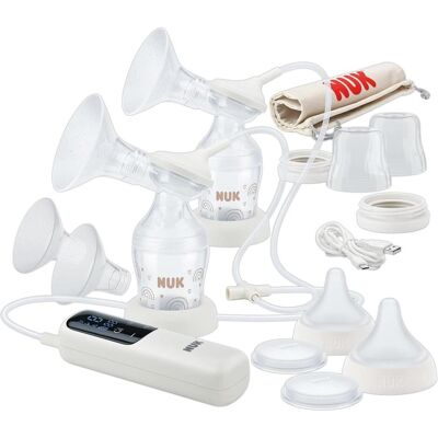 NUK, Milchpumpe, Elektrische Doppelmilchpumpe mit USB-Ladung und Transporttasche NUK, Milchpumpe, Elektrische Doppelmilchpumpe mit USB-Ladung und Transporttasche