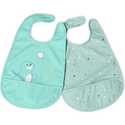 Chicco Lätzchen, Lätzchen aus Baumwolle, 2 Stk. TEAL - 6m+ (6 Monate) Chicco Lätzchen, Lätzchen aus Baumwolle, 2 Stk. TEAL - 6m+ (6 Monate)