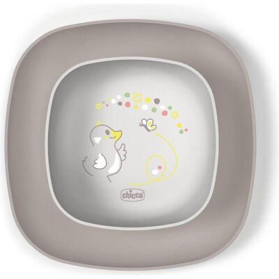 Chicco Kindergeschirr + Kinderbesteck, 2er-Set Teller grau 12m+ Chicco Kindergeschirr + Kinderbesteck, 2er-Set Teller grau 12m+