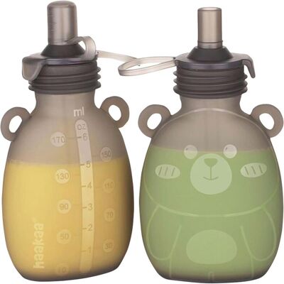 Haakaa, Babynahrungsbehälter, Quetschies Happy Bear 2er Set Haakaa, Babynahrungsbehälter, Quetschies Happy Bear 2er Set