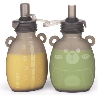 Haakaa, Babynahrungsbehälter, Quetschies Happy Bear 2er Set Haakaa, Babynahrungsbehälter, Quetschies Happy Bear 2er Set