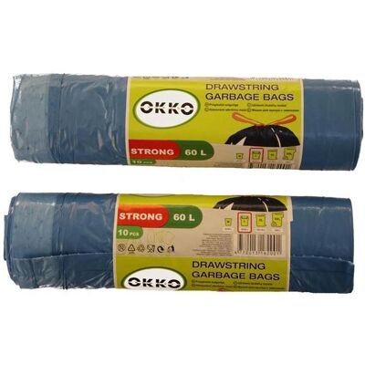 Okko Garbage Bags Str Blue Ds 60l 10pcs, Abfallsack, Blau Okko Garbage Bags Str Blue Ds 60l 10pcs, Abfallsack, Blau