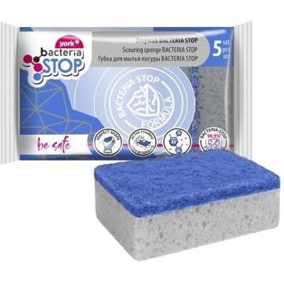 York Scouring Sponge Bacteria Stop 5pcs, Reinigungsutensil, Grau, Blau York Scouring Sponge Bacteria Stop 5pcs, Reinigungsutensil, Grau, Blau