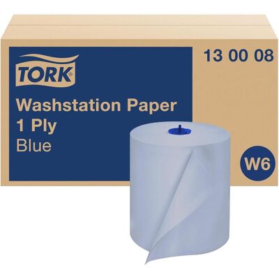 Tork Standard Papier Wischtücher Blau W6 Papierrolle 250m - 6er Pack, Haushaltspapier, Blau Tork Standard Papier Wischtücher Blau W6 Papierrolle 250m - 6er Pack, Haushaltspapier, Blau