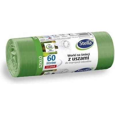 Stella 035168 Garbage Bags with Handles for Glass Recycling 60L - Pack of 14, Abfallsack Stella 035168 Garbage Bags with Handles for Glass Recycling 60L - Pack of 14, Abfallsack