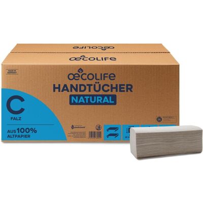 Oecolife Papierhandtücher 4901200 NATURAL Lagen-Falzung 1-lagig 3.120 Tücher, Haushaltspapier Oecolife Papierhandtücher 4901200 NATURAL Lagen-Falzung 1-lagig 3.120 Tücher, Haushaltspapier