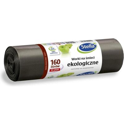 Stella Eko-Müllbeutel – 160 l – Schwarz – 10er-Pack – recycelte LDPE-Folie, Abfallsack, Schwarz Stella Eko-Müllbeutel – 160 l – Schwarz – 10er-Pack – recycelte LDPE-Folie, Abfallsack, Schwarz