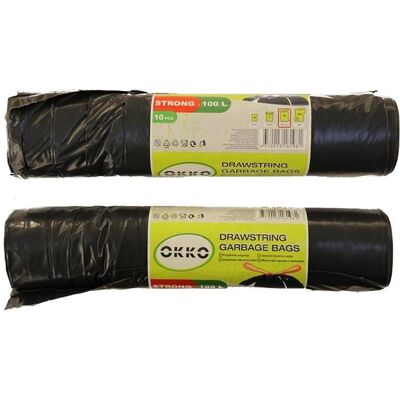 Okko GARBAGE BAGS STRONG DS 100L 10PCS, Abfallsack, Schwarz Okko GARBAGE BAGS STRONG DS 100L 10PCS, Abfallsack, Schwarz