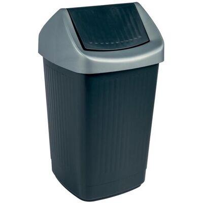 Teko Schwingdeckelabfallbehälter, 50 Liter, anthrazit, mit Klappe, Polystyrol, (H x B x T) 650 x 360 x 36, Abfalleimer, Grau Teko Schwingdeckelabfallbehälter, 50 Liter, anthrazit, mit Klappe, Polystyrol, (H x B x T) 650 x 360 x 36, Abfalleimer, Grau