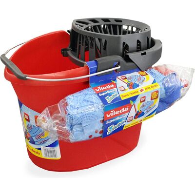 Vileda SuperMop Mopp- und Eimersystem Einzeltank Rot, Reinigungsutensil, Rot Vileda SuperMop Mopp- und Eimersystem Einzeltank Rot, Reinigungsutensil, Rot