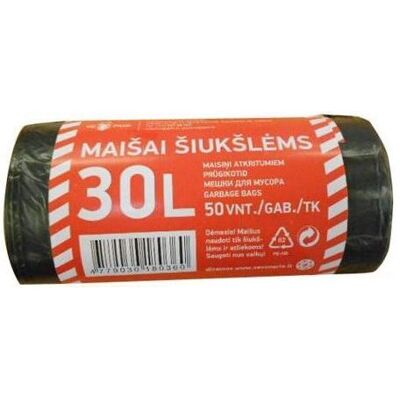 Staples GARBAGE BAGS 30 L 8 MK 50 PCS., Abfallsack, Schwarz Staples GARBAGE BAGS 30 L 8 MK 50 PCS., Abfallsack, Schwarz