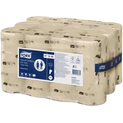 Tork, Toilettenpapier, Toiletpapir T7 Advanced Mid-size 2-lag 103,5 m uden Hylse Natur FSC,36 rl/krt Tork, Toilettenpapier, Toiletpapir T7 Advanced Mid-size 2-lag 103,5 m uden Hylse Natur FSC,36 rl/krt