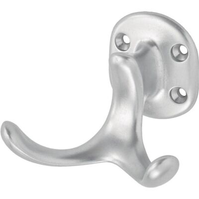 Hermeta, Kleiderhaken + Wandgarderobe, Mantelhaken 0029 zweifach Ausladung 60 mm Aluminium silberfarbig eloxiert Höhe 47 mm Hermeta, Kleiderhaken + Wandgarderobe, Mantelhaken 0029 zweifach Ausladung 60 mm Aluminium silberfarbig eloxiert Höhe 47 mm