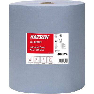Katrin 2 Putztuchrollen XXL 3 Blue 3-lagig blau, 500 Blätter, Haushaltspapier, Blau Katrin 2 Putztuchrollen XXL 3 Blue 3-lagig blau, 500 Blätter, Haushaltspapier, Blau