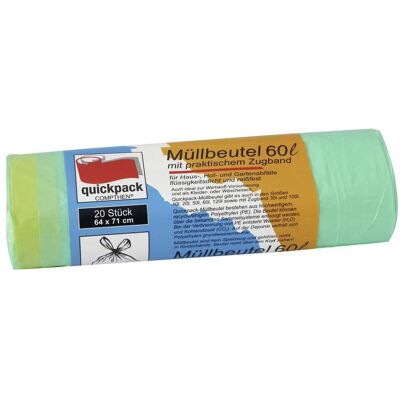 Quickpack Müllbeutel 60,0 l grün, 20 St., Abfallsack, Grün Quickpack Müllbeutel 60,0 l grün, 20 St., Abfallsack, Grün